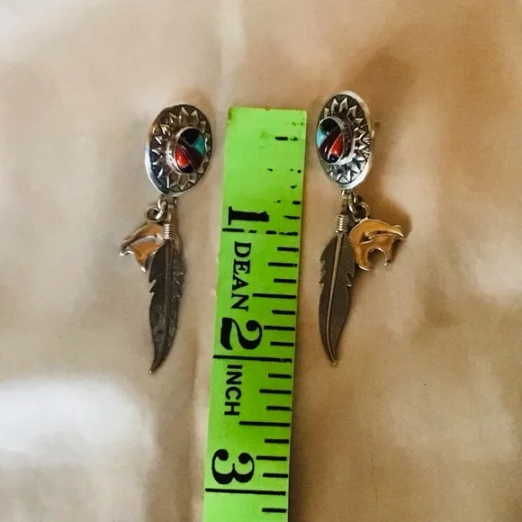 Sterling Silver Native American Earrings - Picture 3 of 4